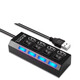 雨碩 USB分線器擴(kuò)展口USB HUB一拖四集線器USB帶獨(dú)立開(kāi)關(guān)集線器 USB2.0帶燈4口4開(kāi)關(guān)/黑色