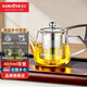 金灶（KAMJOVE）耐熱玻璃泡茶壺花茶壺飄逸杯304不銹鋼內膽泡茶器辦公室茶具茶壺 A-05【450ml】