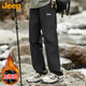JEEP吉普休閑褲男春秋季直筒褲子男士寬松潮流工裝褲男褲 黑色加絨 XL