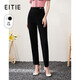 愛(ài)特愛(ài)（EITIE）氣質(zhì)OL高腰顯瘦小腳休閑褲通勤簡(jiǎn)約百搭春季新款6905601 黑色20 S 155