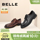百麗通勤商務(wù)皮鞋夏季透氣正裝鞋男真皮德比鞋B3GK3CM1 黑色 39 (245mm)
