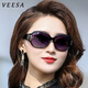 VEESA偏光太陽(yáng)鏡女士新款防紫外線眼鏡大臉圓臉墨鏡開(kāi)車遮陽(yáng)時(shí)尚媽媽潮 黑色