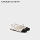 CHARLES&KEITH珠鏈絆帶飾低跟涼鞋瑪麗珍鞋女鞋子女CK1-70900382 CK1-70900382-2粉白色 37
