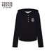 Teenie Weenie小熊女裝連帽長(cháng)袖T恤冬季半開(kāi)襟休閑學(xué)院時(shí)尚上衣 黑色 XS (155)