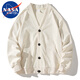 NASA MARVEL針織衫春秋季開(kāi)衫上衣潮流寬松時(shí)尚保暖百搭男女款 杏色 XL