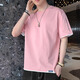 RFKU純棉短袖t恤男寬松休閑圓領(lǐng)夏季學(xué)生潮流百搭夏天半袖上衣服 102粉色 XL
