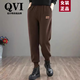 QVI高端品牌 休閑褲女春秋新款寬松百搭高腰束腳哈倫運動(dòng)褲衛褲 咖啡色【春秋款不加絨】 L105-115斤