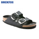 BIRKENSTOCK勃肯德國進(jìn)口大扣女款牛皮革涂油時尚Arizona雙扣拖鞋 黑色-窄版 1011075 37
