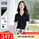 歐莎（OSA）V領(lǐng)針織衫女薄款夏天2025洋氣短袖小香風(fēng)氣質(zhì)百搭上衣穿搭 黑色 M