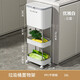 樂跺跺廚房垃圾桶置物架一體家用多層帶蓋可移動(dòng)大號(hào)干濕分離分類收納桶 優(yōu)雅白【三層】