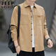 JEEP SPIRIT吉普長(cháng)袖襯衫男秋季韓版襯衣男士外套翻領(lǐng)上衣服 卡其色 2XL