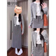蔓爾依連衣裙女2026新款春季搭配一整套韓劇穿搭輕熟氣質(zhì)小香風(fēng)套裝裙子 灰色開(kāi)衫+白色內搭+半身裙 M