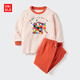 優(yōu)衣庫嬰幼兒寶寶繪本合作系列睡衣長袖起居服套裝25秋新款478470 14 瑪瑙紅色 100
