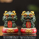 臻凡國潮龍年生肖龍可愛治愈系家居擺件桌面裝飾品龍年吉祥物伴手禮品 青砂石-祥瑞麒麟暴富+開運+石鼓