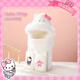 三麗鷗（SANRIO）保暖帽子手套圍巾三合一防風(fēng)防寒可愛(ài)卡通加絨女季圍脖毛絨 毛邊KT貓 米色-粉色蝴蝶結-成人版