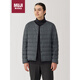 MUJI男式 輕量羽絨便攜式 無(wú)領(lǐng)夾克 深灰色 XL 