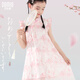 多妙屋女童連衣裙夏季國風(fēng)中式漢服兒童公主裙大童旗袍裙11951雅粉140