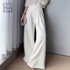美洋（MEIYANG）【70系列】薄霧玫瑰休閑褲UPF50東麗防曬通勤闊腿褲新款休閑褲女 米白色（短版） M