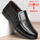 蜻蜓牌夏季新款真皮男士涼鞋洞洞鞋透氣皮鞋男鏤空套腳涼皮鞋頭層牛皮中年人爸爸鞋中老年人休閑男鞋 黑色 42