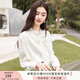 香影飄帶蝴蝶結(jié)雪紡襯衫女長袖2025秋季新款襯衣垂感職業(yè)通勤上衣 米色 M