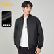卡賓（CABBEEN）【綿羊皮】真皮夾克男2024秋冬新款黑色商務(wù)鋼壓印花皮衣外套 煤黑色01 L /175/50