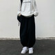 新款網(wǎng)紅嘻哈潮流束腳寬松闊腿哈倫褲炸街日系復古工裝闊腿燈籠褲卡其色休閑嘻哈老爹長(cháng)褲男 黑色 XXL