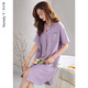 家樂(lè )芬睡裙女士睡衣夏季夏天夏款純棉短袖襯衫高級感孕婦長(cháng)款大碼 A823985莫奈紫（95%棉，5%氨綸） M 適合150-160cm體重80-100斤