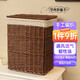 溫特雷特藤編臟衣籃臟衣服收納筐帶蓋臟衣簍換洗衣物收納籃家用玩具框編織 咖啡麻布【特大44*34*56cm】帶蓋