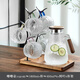 青蘋(píng)果涼水壺玻璃耐高溫家用大容量冷水壺泡茶壺涼水杯套裝防摔開(kāi)水瓶 胡桃木把嘟嘟壺+6色杯+樹(shù)葉架