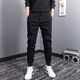 熟翠（SHUCUI）秋冬新款加絨加厚保暖男士休閑褲韓版潮牌修身束腳褲個(gè)性百搭時(shí)尚拼接彈力松緊腰男褲 XC黑色(8808) 32