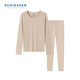 舒雅（SCHIESSER）女士舒美棉3A抗菌圓領(lǐng)保暖長(cháng)袖長(cháng)褲秋衣秋褲套裝E0/23921W 卡其 M 【55-60公斤】