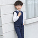 衣諾坊兒童禮服馬甲男孩套裝 花童主持人表演西裝 大童鋼琴演出小西服 藏青格馬甲+襯衫+西褲+領(lǐng)結 160 （建議體重：81-95斤）