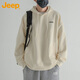 吉普（JEEP）衛(wèi)衣男春秋季重磅連帽寬松男士長袖T恤上衣服男裝 奶白色 2XL 
