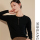 米皇【全羊絨】秋冬新款100山羊絨衫女純羊絨圓領(lǐng)百搭針織打底衫 黑色 180/100A