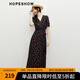紅袖輕熟碎花連衣裙2025夏季新款女裝【復古櫻桃】收腰圍裹式雪紡長(cháng)裙 黑底花658 M