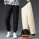 西克米里棉褲男外穿冬季防風(fēng)防水男士羊羔絨保暖褲加絨加厚休閑運動(dòng)褲子 373黑色束腳印花款 2XL （130-150斤）