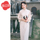 逸紅顔（E.Beauty）春禧2025秋季新品絨毛蕾絲新中式民國(guó)全家福旗袍女 杏色 M