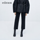 edition牛仔褲女冬新款黑色九分直筒褲顯瘦顯腿直微彈鉛筆褲 牛仔黑色K03 26/S