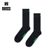 Happy Socks女男士秋冬季款情侶純色系列黑色穿搭襪子運動(dòng)襪時(shí)尚中筒襪子 黑色綠 1雙 M 36-40