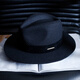 櫪野法式新款時(shí)尚秋冬白色羊毛呢禮帽男女黑色大頭圍平沿氈帽百搭駝色 純黑色 大碼L（58-60cm）可調節