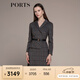 PORTS寶姿秋冬新品女裝縫制針織長(zhǎng)袖中長(zhǎng)連衣裙LM9N012NFE010 黑色格子 XS (2)