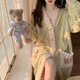 紅妝聚美睡袍浴袍厚睡衣女士春秋家居服珊瑚絨睡裙新款甜美可愛長(zhǎng)袖睡袍 彩虹睡袍【綠色均碼80-140斤】 均碼