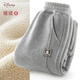 迪士尼女童褲子秋冬加絨厚兒童運動(dòng)褲中大童衛褲洋氣 241188麻灰 150 