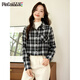 品彩（PinCai）格子長(cháng)袖襯衫女春秋洋氣寬松外套復古百搭襯衣P143C2009