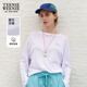 Teenie Weenie小熊女裝秋季輕薄微透長(cháng)袖T恤莫代爾棉打底衫上衣潮 白色 M (165)