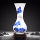 傲世景德鎮(zhèn)陶瓷新中式手繪青花瓷花瓶工藝品客廳玄關(guān)酒柜博古架裝飾品 雨濯清荷鑒賞瓶（配木質(zhì)底座）