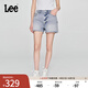 Lee25新品舒適版毛邊設(shè)計(jì)天絲淺藍(lán)色水洗女牛仔短褲潮流A08078 淺藍(lán)色 27