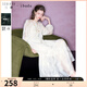 三彩2025秋款萊賽爾連衣裙A字裙吊帶裙兩件套長裙女 米白色 M 160/84A