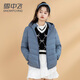 雪中飛【反季清倉】輕薄鵝絨羽絨服女短款品牌冬季薄款輕便連帽外套 藍灰 M