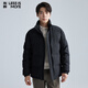 利郎輕時尚男裝【石墨烯蓄暖】羽絨服男平紋提花商羽鮮絨立領(lǐng)保暖外套 黑色 XL (175)